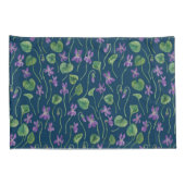 Waterverf viooltjes op blauw kussensloop (Achterkant-Rechts)