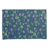 Waterverf viooltjes op blauw kussensloop (Voorkant-Rechts)