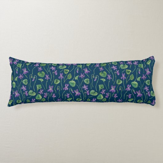 Waterverf viooltjes op blauw lichaamskussen (Voorkant)
