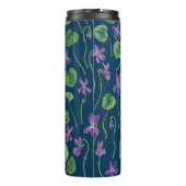 Waterverf viooltjes op blauw thermosbeker (Achterkant)
