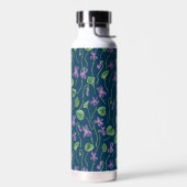 Waterverf viooltjes op blauw waterfles (Links)