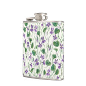 Waterverf viooltjes op wit heupfles (Links)