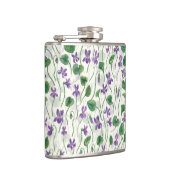 Waterverf viooltjes op wit heupfles (Rechts)