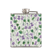 Waterverf viooltjes op wit heupfles (Achterkant)