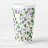 Waterverf viooltjes op wit latte mok (Voorkant)