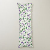 Waterverf viooltjes op wit lichaamskussen (Achterkant (Verticaal))