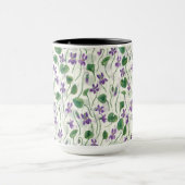 Waterverf viooltjes op wit mok (Midden)