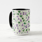 Waterverf viooltjes op wit mok (Voorkant links)