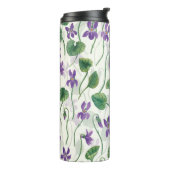 Waterverf viooltjes op wit thermosbeker (Gedraaid links)