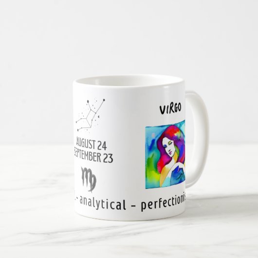 waterverf Virgo sterrenbeeld en kenmerken Koffiemok (Voorkant rechts)