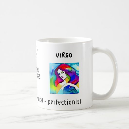 waterverf Virgo sterrenbeeld en kenmerken Koffiemok (Rechts)