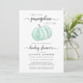 Waterverf Virtual Baby shower Mint Pumpkin Kaart (Staand voorkant)