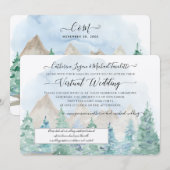 Waterverf Virtuele bruiloft van bergachtige bosbom Kaart (Voorkant / Achterkant)