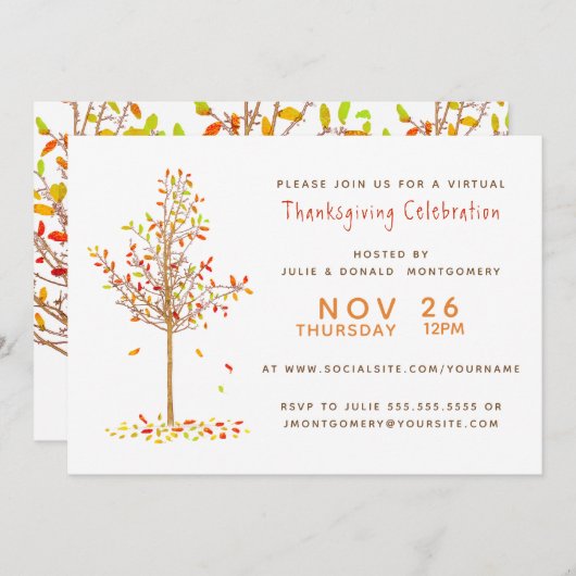Waterverf virtuele Thanksgiving najaar bomen verla Kaart (Voorkant / Achterkant)
