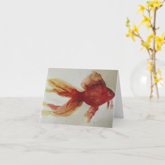 Waterverf Vis blanco kaart (Gele Bloem)