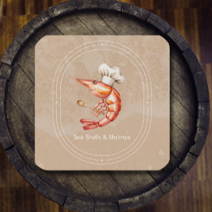 Waterverf Vis en zeevruchten / Kust Beach Style Vierkante Visitekaartje