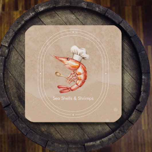 Waterverf Vis en zeevruchten / Kust Beach Style Vierkante Visitekaartje