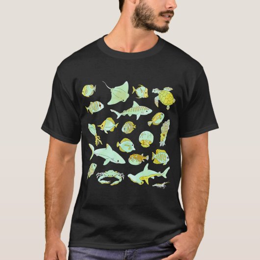 Waterverf vis Geel T-shirt (Voorkant)