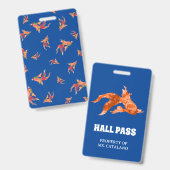 waterverf vis Leraar Hal Pas Badge (Voor- en achterkant)