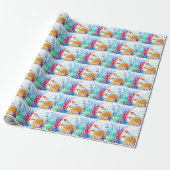 waterverf vis oceaan Nautisch Zee Cute Fisherman Cadeaupapier (Uitgerold)