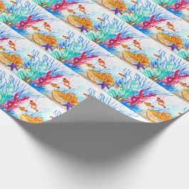 waterverf vis oceaan Nautisch Zee Cute Fisherman Cadeaupapier