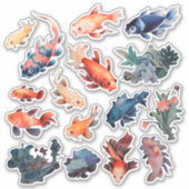 Waterverf vis scrapbook briefpapier sticker (Voorkant)