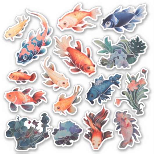 Waterverf vis scrapbook briefpapier sticker (Voorkant)