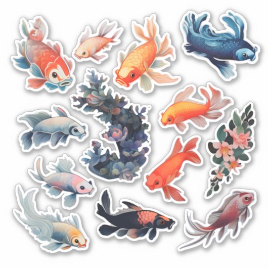 Waterverf vis scrapbook briefpapier sticker (Voorkant)