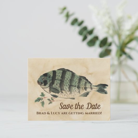 Waterverf Vis sparen de Datum Briefkaart (Staand voorkant)
