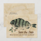 Waterverf Vis sparen de Datum Briefkaart (Voorkant / Achterkant)