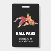 waterverf vis Teacher Hall Pass Badge (Achterkant)