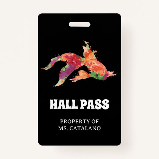 waterverf vis Teacher Hall Pass Badge (Achterkant)