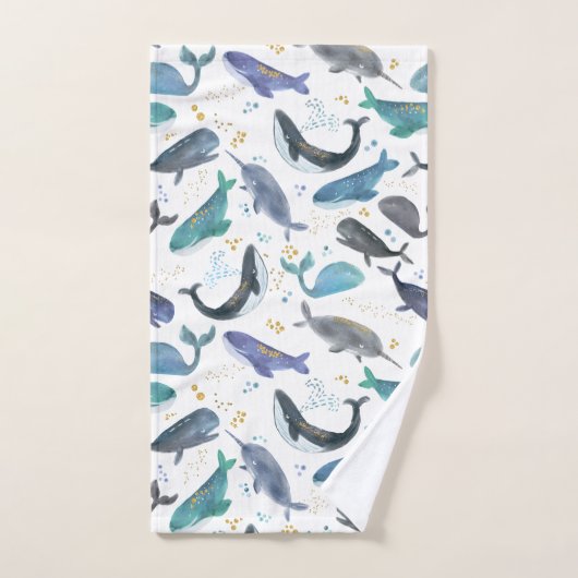 Waterverf vis vis goudblauw bad handdoek (Handdoek)