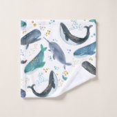 Waterverf vis vis goudblauw bad handdoek (Wasdoekje)