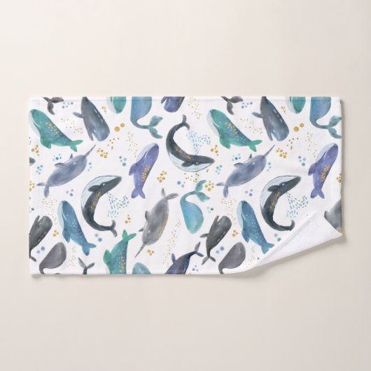 Waterverf vis vis goudblauw bad handdoek (Handdoek)