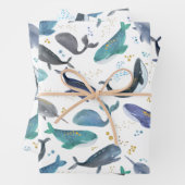 Waterverf vis vis goudblauw inpakpapier vel (In situ)