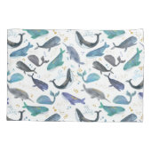 Waterverf vis vis goudblauw kussensloop (Achterkant)