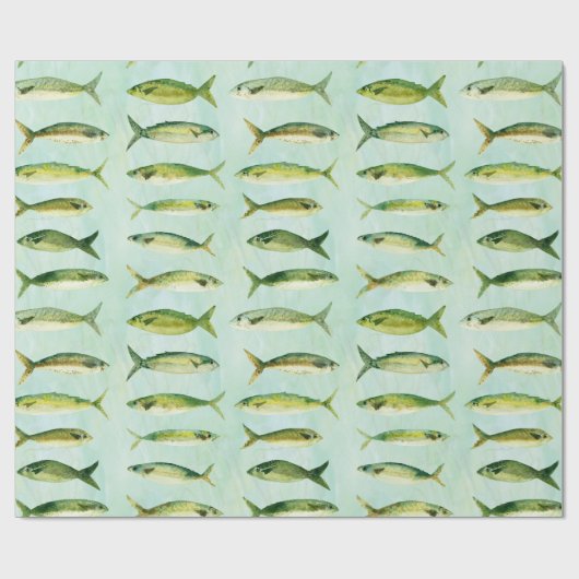 Waterverf visbroodje cadeaupapier (Vlak)