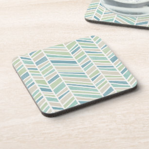 Waterverf visgraat, blauw, munt, beige bier onderzetter
