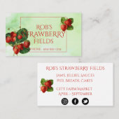 Waterverf Visitekaartje aardbeien (Voorkant / Achterkant)