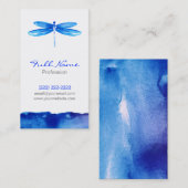 Waterverf Visitekaartje, blauwe dragonfly Modern Visitekaartje (Voorkant / Achterkant)