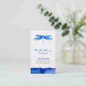 Waterverf Visitekaartje, blauwe dragonfly Modern Visitekaartje (Staand voorkant)