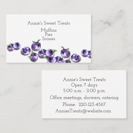 Waterverf Visitekaartje bosbes (Voorkant / Achterkant)