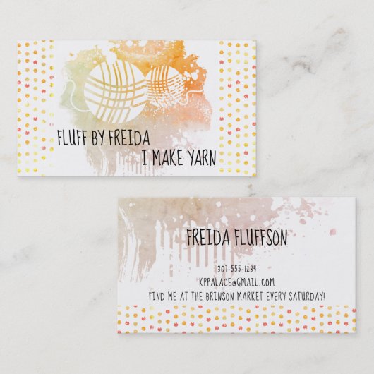 Waterverf visitekaartje brei- en haakwerk (Voorkant / Achterkant)