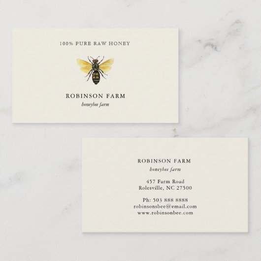 Waterverf Visitekaartje honingbijen (Voorkant / Achterkant)
