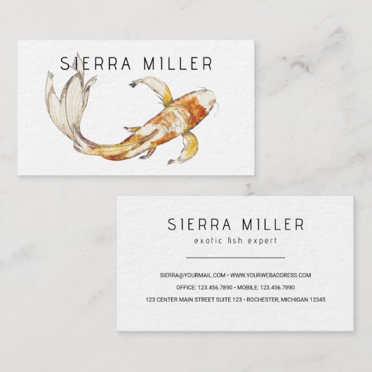Waterverf visitekaartje koi (Voorkant / Achterkant)