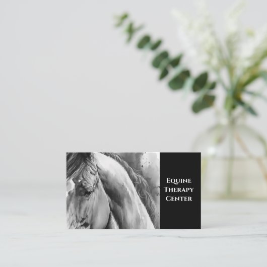 Waterverf Visitekaartjes van zwarte en witte paard (Staand voorkant)