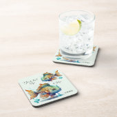 Waterverf vispisserij onder water Onderzetter (Rechterzijde)