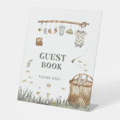 Waterverf Vissen Baby shower Gastenboek Teken Reclamebord Met Voetstuk (Voorkant)