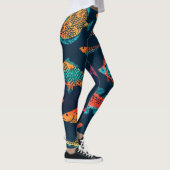Waterverf Vissen: Deep Blue Naadloos Leggings (Rechts)